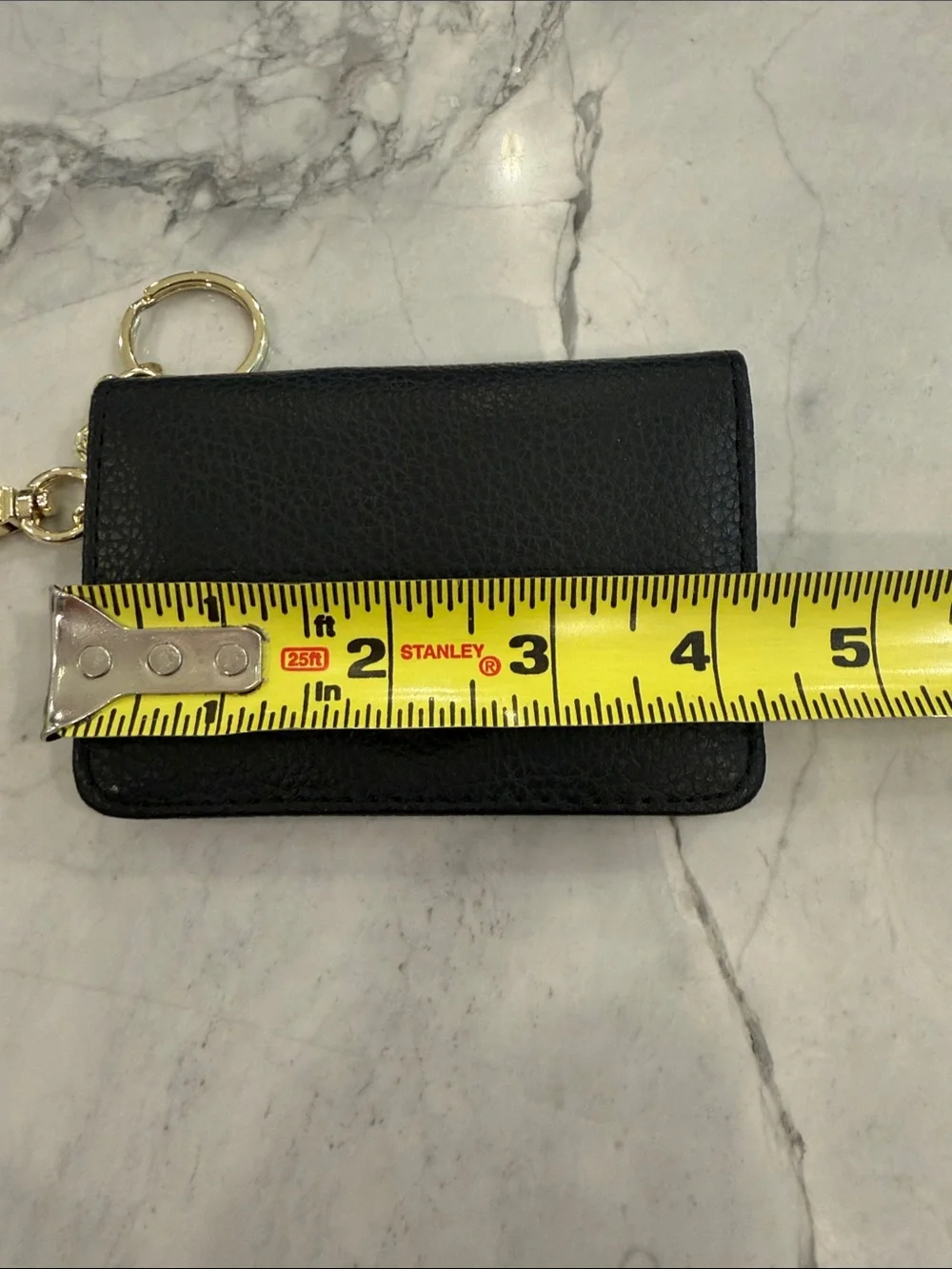 Steve Madden Black Faux Leather Keychain Card Holder Wallet